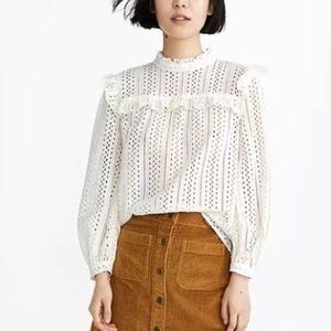Madewell Eyelet Tie Peasant Top, Size Small, New with Tags